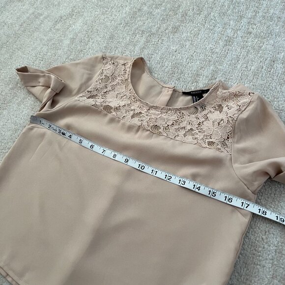 3 for $6 Forever 21 Sheer Short Sleeve Lace Boho Summer Blouse Crop Top S - Picture 6 of 7